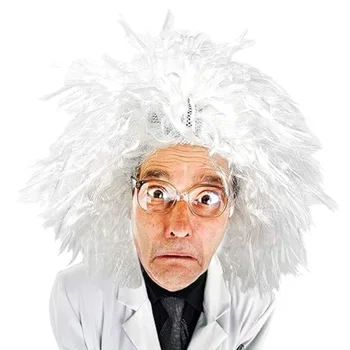 1 очила+брада+вежди+12 инча луд учен луд бял доктор косплей костюм перука за Хелоуин Коледно училище