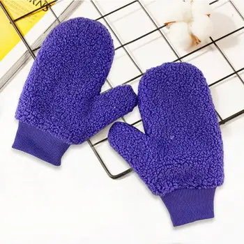 1 чифт плетени ръкавици еластични ветроупорни ултра-дебели плътни цветове устойчиви на износване поддържат топло полиестерно руно облицовани дамски ръкавици