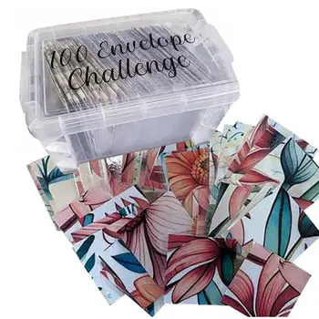 100 Комплект за предизвикателство за пликове Кутия за съхранение на пари Спестяване на пари пликове за бюджетиране и спестяване на пари