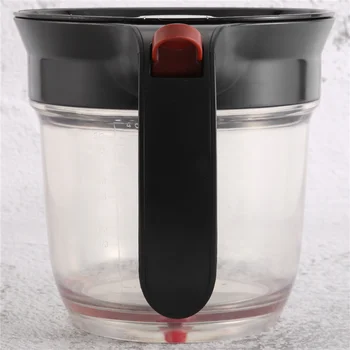 1000ML Маслен сепаратор Мерителна чаша и цедка с освобождаване на дъното за сосове и други течности с маслена грес