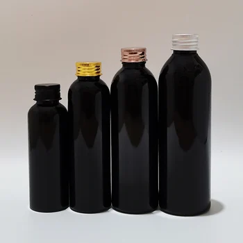 100ml 150ml 200ml 250ml празни пластмасови козметични бутилки със златна черна алуминиева капачка за шампоан душ гел Козметични опаковки