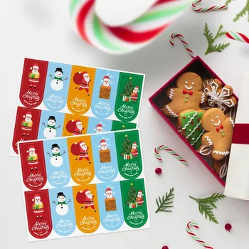 100Pcs 3CM * 6.5CM Дядо Коледа снежен човек Весела Коледа етикети стикери за подарък пакет кутия опаковане страна печене малък бизнес