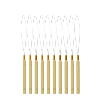 10Pcs микро пръстени Loop инструмент вдлъбнатина дърпа игла, използвана с клещи за коса и мъниста за човешки коса перо инструменти за удължаване