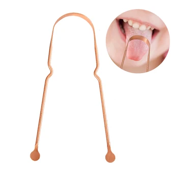 1Pc Simple Copper Tongue Scraper Cleaner Свеж дъх Почистване на зъбите Здраве Грижа за устната кухина Хигиенни инструменти