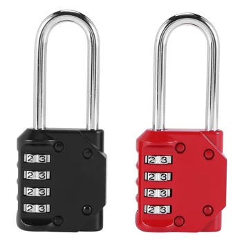 2 Pack Code Катинари, 4-цифрена дълга скоба Resettable Pad Lock за външна порта, навес, ограда, Hasp съхранение, Gym Locker