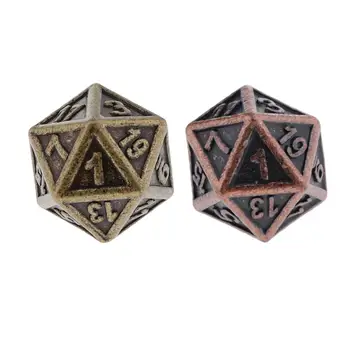 20-Sides зарове Set Polyhedral Metal Зарове Set с твърд метал за игра Настолна RPG Dragons Преподаване по математика