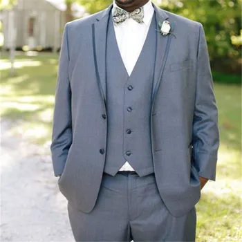 2020 Нов мъжки костюм по поръчка Slim Fit 2 броя младоженец смокинг по поръчка Blazer Абитуриентски сватбени костюми Terno Masculino (яке + панталони)