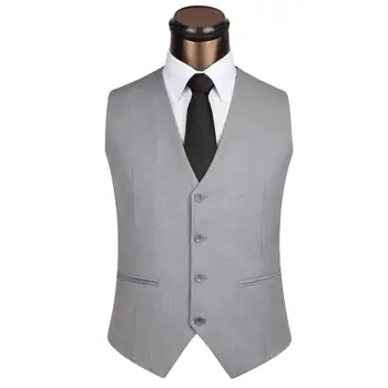 2020 Новата рокля жилетки за мъже плътен цвят еднореден тънък годни мъжки костюм жилетка мъжки жилетка Gilet Homme случайни ръкави