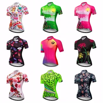 2022 Колоездачно джърси Жени Велосипедно джърси Планински път MTB Топ Мейлот Дишащи ризи Състезателни къси ръкави Блуза женска Розова