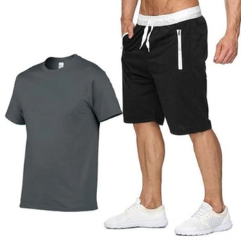 2022 Памук-коноп лято 2021две части комплект мъже къс ръкав тениска изрязани топ шорти мъжки анцузи дизайн мода QOC
