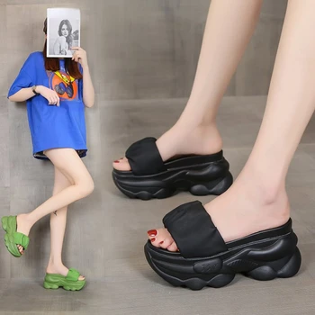 2023 Основни дамски чехли Летни Peep Toe ежедневни чехли Дамски обувки в плътен цвят Женски платформени чехли