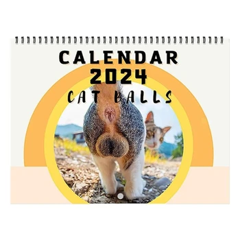 2024 Стенен календар Смешни котки Календар Месечен календар Двужично подвързване