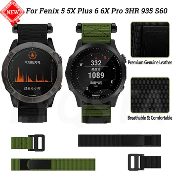 22 26mm каишка за часовник найлон регулируема за Garmin Fenix 5X 5 Plus 6 6X Pro 3HR 935 S60 MK2 D2 Enduro Smartwatch гривна маншет