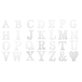 28-парче бяла азбука дърво азбука за маса отгоре декор стоящ, за сватби, рождени дни и парти декор (3.9 инча)