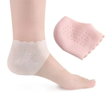 2Pcs Силиконови чорапи за грижа за краката Овлажняващ гел за петите Тънки чорапи с дупка Напукани протектори за грижа за кожата на краката Инструмент за грижа за краката