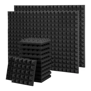 36 пакет пирамидална акустична пяна, 9.8X 9.8X 2 инчова звукоизолираща пяна, звукопоглъщащ панел за стена, студио, дом и офис