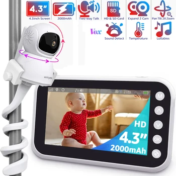 4.3 инчов видео бебешки монитор с камера Pan-Tilt-Zoom HD Babyphone 2000mAh батерия бебешка камера 2-начин Talk Night Vision Babyphone