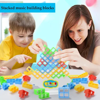 48-64Pcs Тетра кула игра подреждане блокове стека строителни блокове баланс пъзел съвет събрание тухли образователни играчки за деца