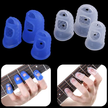 4Pcs Възпроизвеждане на китара пръст защита от болка капак китара пръст протектори палеца силиконови пръсти кирки предпазители защита