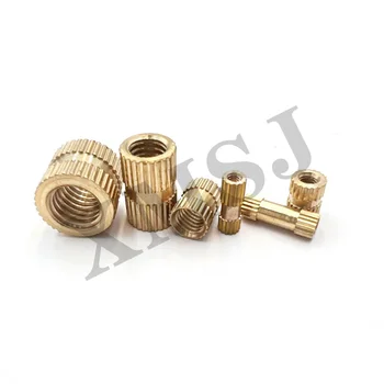 5/10/25pcs M2 M2.5 M3 M4 M5 M6 M8 M10 Solid Brass Pure Copper Metric Thread Injection Molding Knurl Insert Nut Nutsert Embedded