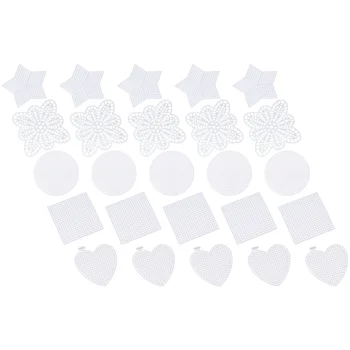 50pcs мрежести платнени листове за изработка на бродерия (сърце квадратна звезда кръгла форма) пластмаса