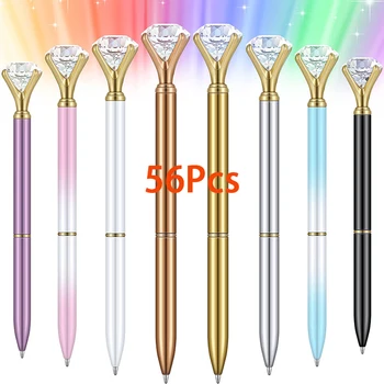 56Pcs LED диамант писалка светне диамант химикалка Bling кристал черно мастило писалки