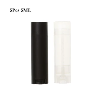 5pcs 5ml празни овални тръби за червило бял черен балсам за устни за многократна употреба бутилка преносим пластмасов DIY дезодорант контейнери притежателя