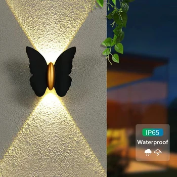 6W LED пеперуда стена светлина открит вътрешен водоустойчив IP65 веранда градинска лампа sconce балкон тераса декорация създаване спалня