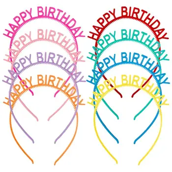 8Pcs / Set Ленти за глава за рожден ден Декоративни цветни парти шапки за рожден ден Обръчи за коса за рожден ден Цветно парти за рожден ден Макарон шапка лента за глава