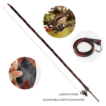 8Pcs риболовен прът ръкав чорап, риболовен прът капак мащабируем плетен окото прът ръкав риболовни инструменти аксесоари с ремък