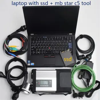 90% Нов лаптоп i5 CPU 4G RAM T410 V12.2023 Софтуер Инструмент за автоматична диагностика wifi MB Star C5 SD Компактен 5 мултиплексор Готов за употреба