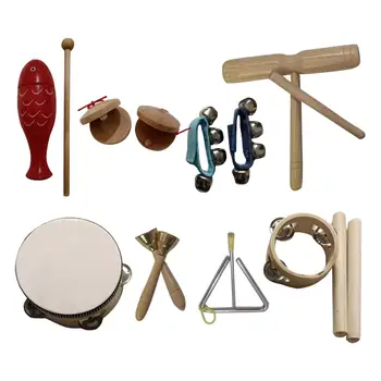 9Pcs Комплект дървени музикални инструменти за момчета момичета на възраст от 3 до 10 години подарък за рожден ден