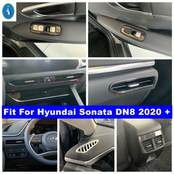 Air AC изход / стъклен бутон за повдигане / дръжка на вратата Капак на купата за Hyundai Sonata DN8 2020 - 2023 Аксесоари за автомобили от въглеродни влакна