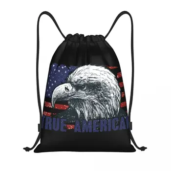 American Eagle САЩ флаг шнур чанти жени мъже сгъваеми спортни фитнес Sackpack обучение съхранение раници