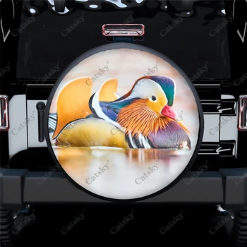 Animal - Mandarin Duck Print Резервна гума Cover Водоустойчива гума Wheel Protector за кола Truck SUV Camper Trailer Rv 14