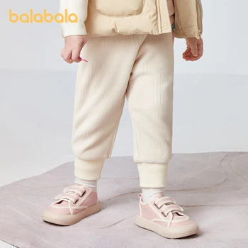 Balabala Малко дете 2023 Момиче панталони дълги панталони руно топло есен зима шенилна мода панталони