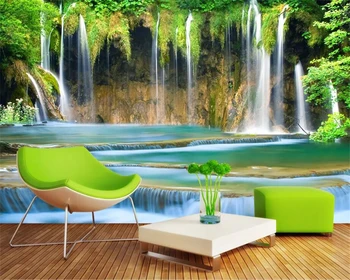 beibehang Персонализиран голям тапет 3D снимка стенопис вода богатство водопад стерео пейзаж хол фон стена хартия