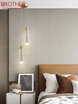 BROTHER Модерна златна LED висулка светлина 3 цвята просто творческа декоративна месингова висяща лампа за домашна спалня