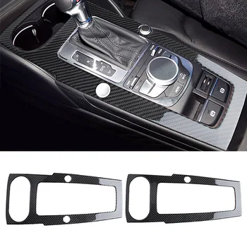 Car Styling Carbon Fiber ABS Center Console Gear Shift Panel Frame Cover За Audi A3 2014 2015 2016 2017 2018 2019 LHD