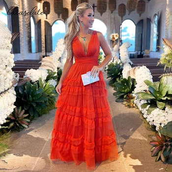 Catasdate Официално сватбено парти за гости Облечи линия Вечерни парти рокли за жени Диференцирани слоеве Рокли за специални събития