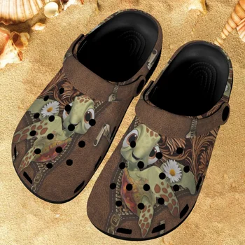 Clogs Против хлъзгане удобни домашни чехли за тийнейджърки Морска костенурка печат лято двойка сандали случайни плаж слайд дропшипинг