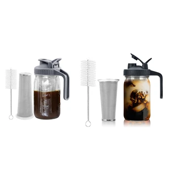 Cold Brew Coffee Maker 32Oz Cold Brew Pitcher с неръждаема стомана Super Dense Filter For Iced Brew Coffee, Ice Tea