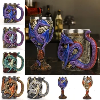 Creative 3D Механична Dragon Scale Beer Mug Чаша за кафе Dragon Scale Beer Mug Medieval Dragon Skull Beer Danegeld Tankard Чаши