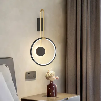 Creative Led стена лампа спалня нощни лампи модерен проста светлина луксозен скандинавски хол фон коридор пътека светлина