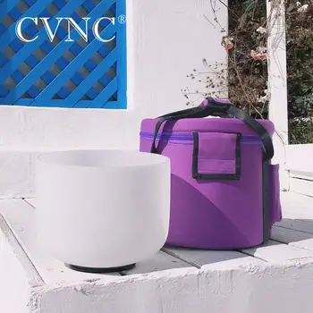 CVNC 7 инчов матирано кварцов кристал пееща купа C / D / E / F / G / A / B Бележка за медитация Звуково изцеление с безплатен калъф за носене