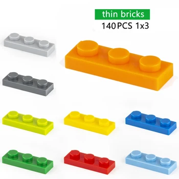 DIY градивни блокове тънки тухли 140pcs 1x3dots образователен творчески размер, съвместим с друга марка Сглобяване на играчки за деца