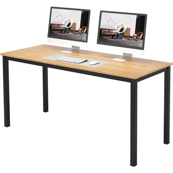 DlandHome 63 инча X-голямо компютърно бюро, композитна дървена дъска, приличен и стабилен домашен офис бюро / работна станция / маса