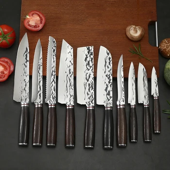 Fish филе Santoku нож 1-10pc японски ножове комплект готвач нарязване пилинг режещи инструменти сьомга суши месо сатър