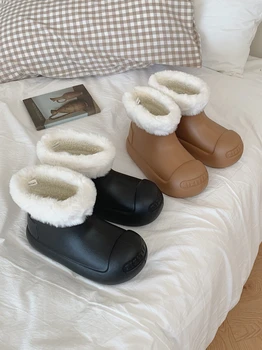 Flat Heel обувки ботуши кръгли пръсти луксозен дизайнер Австралия зимни обувки Med мода сняг 2023 дами подплатени дантела нагоре Рим Cott
