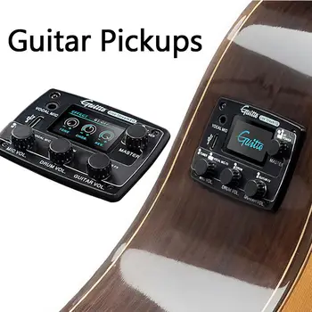 GGP-05 Професионален акустичен китарен пикап LCD цифров тунер предусилвател EQ Live Streaming с микрофон Аксесоари за части за китара